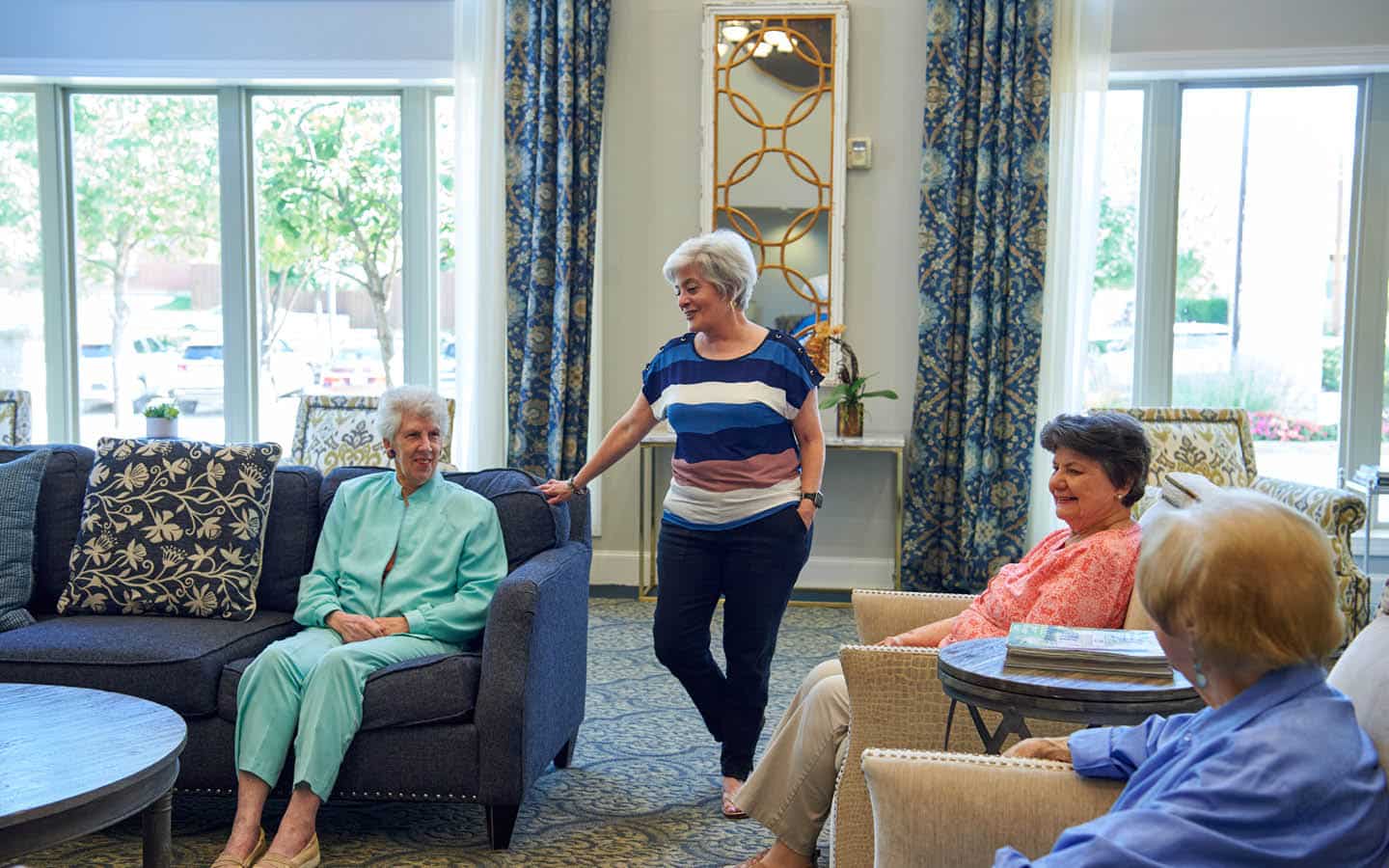 friends chatting in a common sitting area